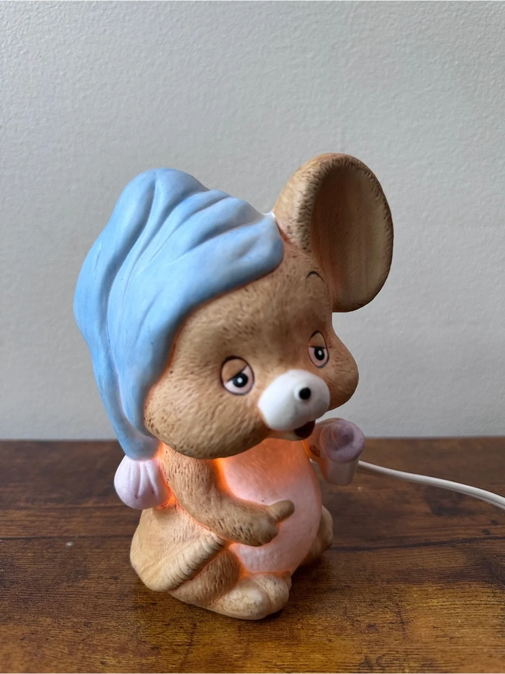 Vtg Ceramic Josef Originals Japan Sleepy Mouse Night Light With Candlestick Rare